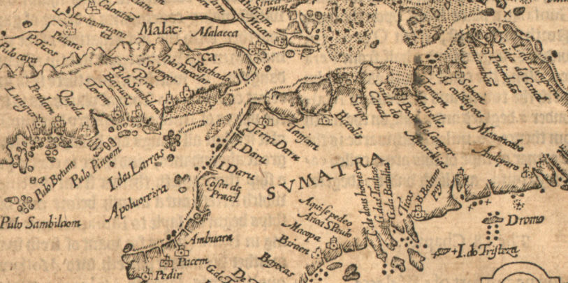 Sumatra Insula showing Singapore (“Sinca pura”) in the upper centre of the map, with Malacca identified not too far from it.